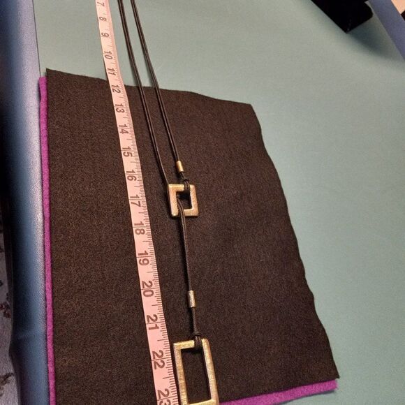 Chico's Corded Gold tone Square & Rectangle Necklace - Picture 6 of 6